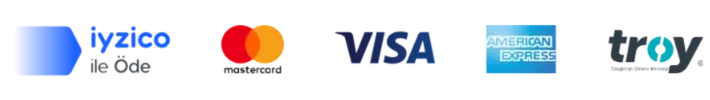 iyzico, Mastercard, Visa, American Express ve Troy ile güvenli ödeme